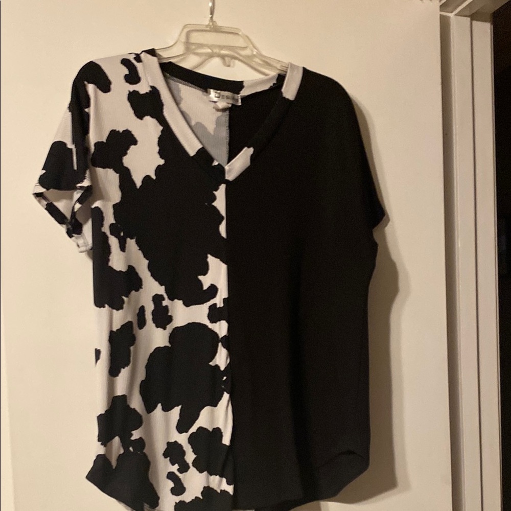 Public Desire Black and White Graphic Asymmetrical Tee
